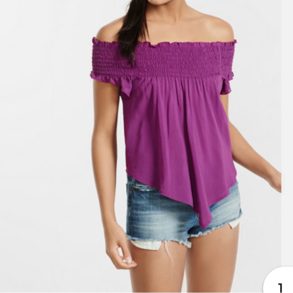 Express Purple off the shoulder top